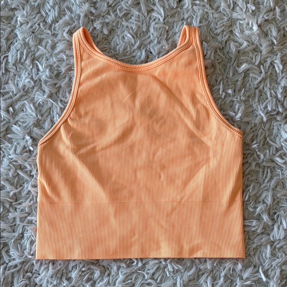 Athleta Orange Aurora High Neck Tank Top